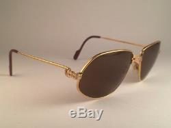 Vintage Cartier Panthere 59mm 14 Medium Sunglasses France 18k Gold Heavy Plated