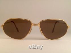 Vintage Cartier Panthere 59mm 14 Medium Sunglasses France 18k Gold Heavy Plated