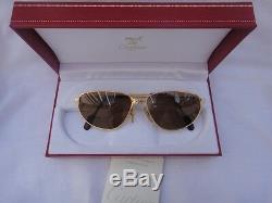 Vintage Cartier Panthere Windsor 57mm Cat Eye Sunglasses France 18k Heavy Plated