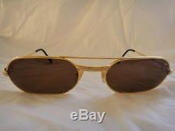 Vintage Cartier Vendome Must Gold 53mm Sunglasses Elton John France Hard Plated