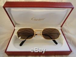 Vintage Cartier Vendome Must Gold 55mm Sunglasses Elton John France Hard Plated