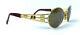 Vintage Charme Sunglasses Mod 7554 Col 207 Gold Plated Cleopatra Oval Italy 90's