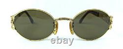 Vintage Charme Sunglasses Mod 7554 Col 207 Gold Plated Cleopatra Oval Italy 90's