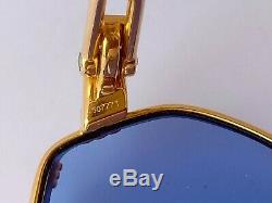 Vintage Fred Cythere Blue Sunglasses Unisex 55-16 Gold Plated, Excellent