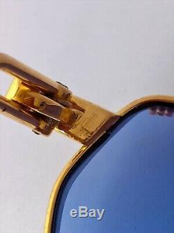 Vintage Fred Cythere Blue Sunglasses Unisex 55-16 Gold Plated, Excellent