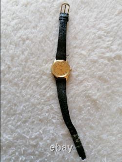 Vintage Gents Hermes Wind Up Mechanical Gold Plated Watch. Genuine leather strap
