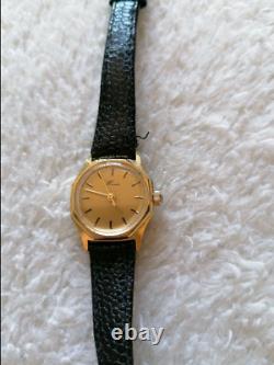 Vintage Gents Hermes Wind Up Mechanical Gold Plated Watch. Genuine leather strap