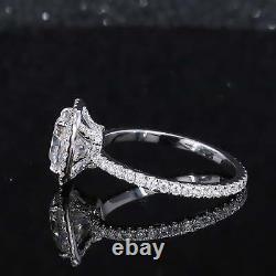 Vintage Halo Engagement Ring 14K White Gold Plated 2 Ct Cushion Cut Moissanite