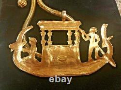 Vintage Kenneth Jay Lane Gold Plated Egyptian Cleopatra's Barge Necklace