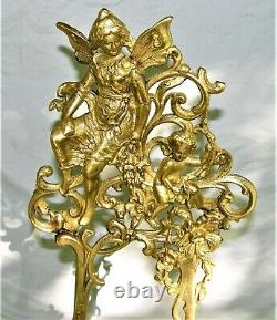 Vintage Large Antique Ornate Brass Angel Cherub Easel / Picture / Plate Stand