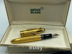 Vintage MONTBLANC 146 BARLEY Fountain Pen All GOLD PLATED 18K Med NIb NOS NEW