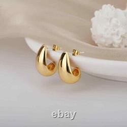 Vintage Mini Huggie Hoop Push Back Women's Stud Earrings14k Yellow Gold Plated