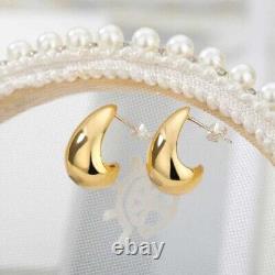 Vintage Mini Huggie Hoop Push Back Women's Stud Earrings14k Yellow Gold Plated