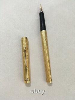 Vintage Parker 180 Gold Plated Damier Gt 14k X Fine/medium Fountain Pen-france