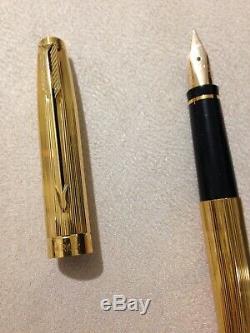 Vintage Parker 75 Place Vendome Milleraies Gold Plated Medium Fountain Pen