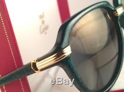 Vintage Rare Cartier Vitesse Green Jade 58mm Sunglasses France 18k Gold Plated