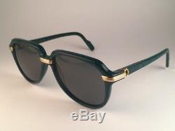 Vintage Rare Cartier Vitesse Green Jade Edition 58mm 18k Gold Plated Sunglasses