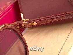 Vintage Rare Cartier Vitesse Jasped Brown 58mm Sunglasses France 18k Gold Plated