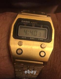 Vintage Rare Casio 52QGS-14 Digital LCD Quartz Watch Gold Plated Made In Japan