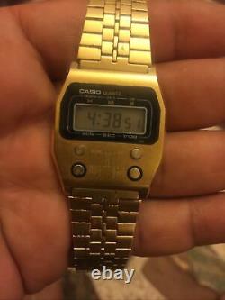 Vintage Rare Casio 52QGS-14 Digital LCD Quartz Watch Gold Plated Made In Japan