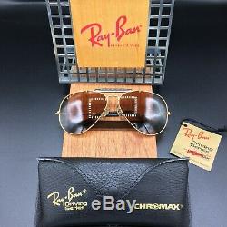Vintage Ray-Ban B&L Gold Outdoorsman W1665 Chromax Driving Series Aviator 62mm