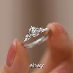 Vintage Solitaire 1.00 Ct Round Moissanite Engagement Ring 14K White Gold Plated