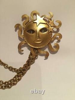 Vintage Sun Brooch, Joseff Jewellery, Gold Sun, Moon, Constellation Jewellery