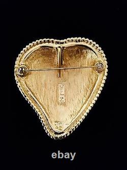Vintage YSL Yves St. Laurent Gold Plated Heart Pendant/ Pin