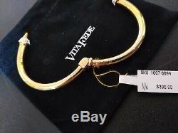 Vita Fede 24k Gold Plated Metal Mini Titan Crystal Hinged Cuff Bracelet SZ M