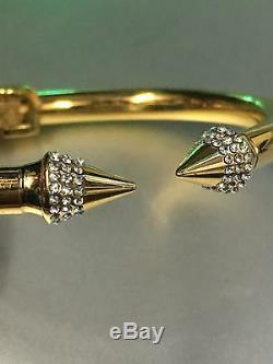Vita Fede Yellow Gold Plated Metal Mini Titan Crystal Hinged Cuff Bracelet M