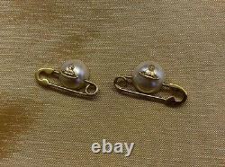 Vivienne Westwood Jordan Mayfair Gold Plated Metal Orb Pearl Safety Pin Earrings