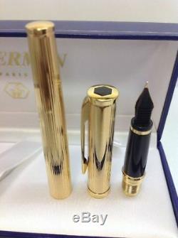 Waterman Preface Gold Plated GT Fountain Pen Medium Point 18K Gold Nib Engraved