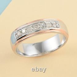 Wedding 925 Silver Real 14K Rose Gold Plated Diamond Band Ring for Prom Size 7