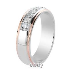 Wedding 925 Silver Real 14K Rose Gold Plated Diamond Band Ring for Prom Size 7