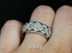 Wedding Band Engagement Ring 1.50 CT Round Cut Moissanite 14K White Gold Plated
