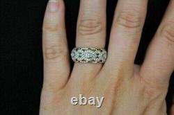 Wedding Band Engagement Ring 1.50 CT Round Cut Moissanite 14K White Gold Plated