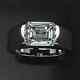 Wedding Men's Band Ring 2ct Emerald Cut Simulated Diamond 14k White Gold Plated