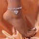 White Gold Plated 925 Silver 9 Ct Cubic Zirconia Women's Pretty Heart Anklet