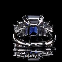 White Gold Plated Oval Cut Blue Sapphire Solitaire Women's Engagement Gift Ring