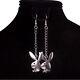 Without Diamond Playboy Bunny Rabbit Dangle Chain Earrings 14k White Gold Plated