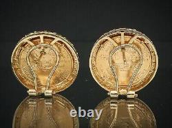 Without Stone 12mm Coin Estate American Eagle Earrings 14k Yellow Gold Plated