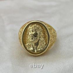 Without Stone Christian Messiah Jesus Lovely Ring 14K Yellow Gold Plated Silver