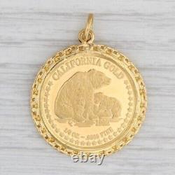 Without Stone Mens 1992 California 9999 Seal Bear Pendant 14K Yellow Gold Plated
