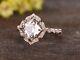 Women's 14k Rose Gold Plated 2. Ct Cushion Simulated Morganite Wedding Halo Ring