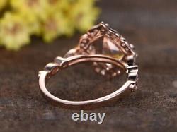 Women's 14K Rose Gold Plated 2. Ct Cushion Simulated Morganite Wedding Halo Ring