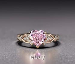 Women's Engagement Ring 14K Rose Gold Plated Lab-Created Sapphire 2Ct Heart Cut