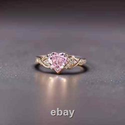 Women's Engagement Ring 14K Rose Gold Plated Lab-Created Sapphire 2Ct Heart Cut