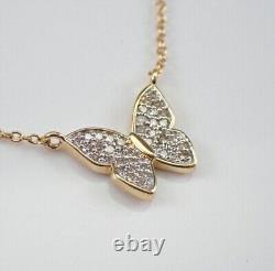 Women's Pretty Butterfly Pendant Round Simulated Diamond 14k Yellow Gold Plated