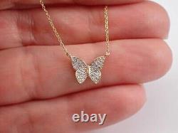 Women's Pretty Butterfly Pendant Round Simulated Diamond 14k Yellow Gold Plated