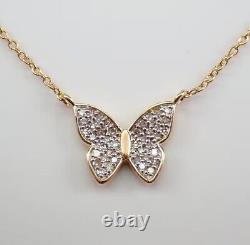 Women's Pretty Butterfly Pendant Round Simulated Diamond 14k Yellow Gold Plated